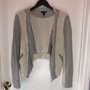 Grey Sweatshirt and Terrycloth Draped Cardigan